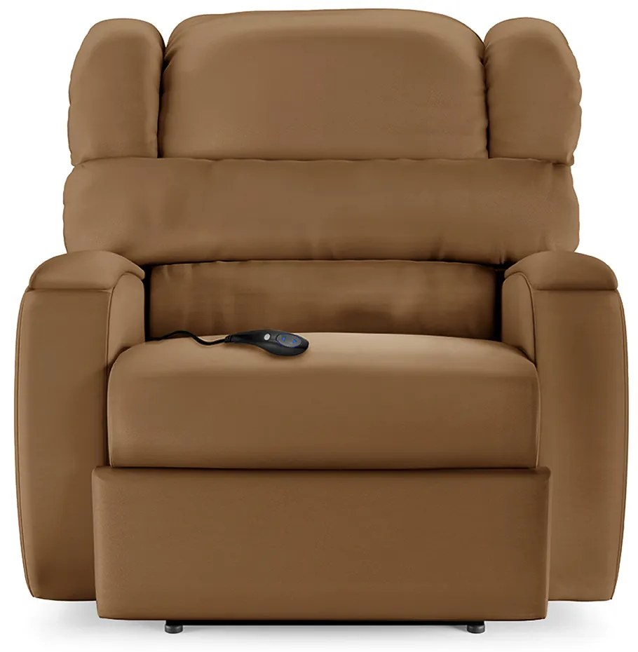 Poltrona do Papai de Cinema Reclinável Kylie Controle Power Elétrico PU Caramelo G23 - Gran Belo
