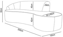 Sofá Living  4 Lugares 300cm Braço Esquerdo Mozart D06 Linho Cinza Esc