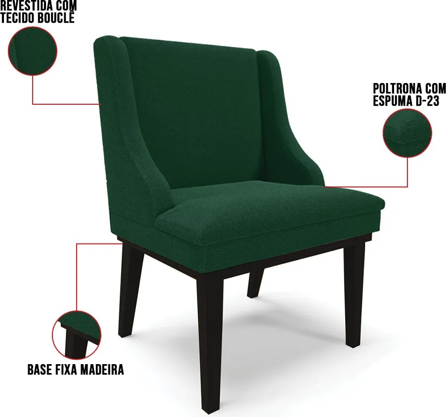 Cadeira Sala de Jantar Base Madeira Preto Liz Bouclê D03 - D'Rossi - Verde