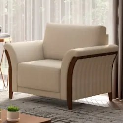 Kit 2 Poltronas Decorativas Sala de Estar 102cm Pés Madeira Roya Z32 L