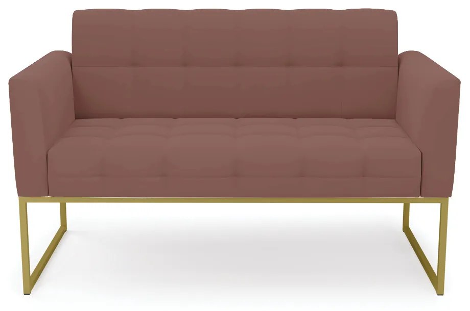 Sofá Namoradeira Elisa Veludo Base Metálica Industrial Dourado - D'Rossi - Rose