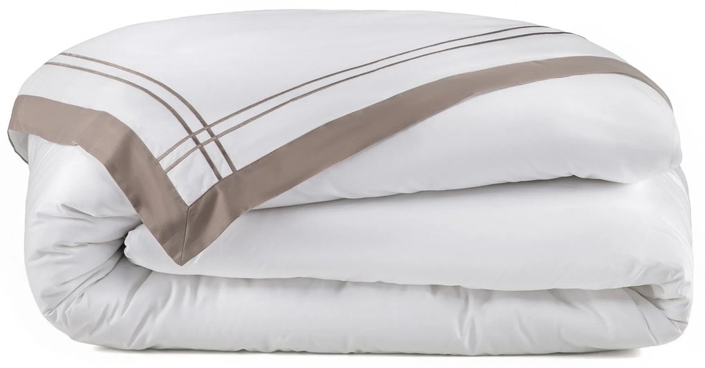 Capa de Edredom/Duvet Literie Cetim 300 Fios Savoye Branco e Fendi - King  King