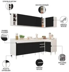 Armário de Cozinha Modulado de Canto Esquerdo 5 Peças CP53 Balcão com
