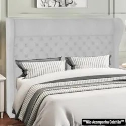 Cabeceira Cama Box Casal King 195cm Trinidad Z37 Boucle Branco - Mpoze