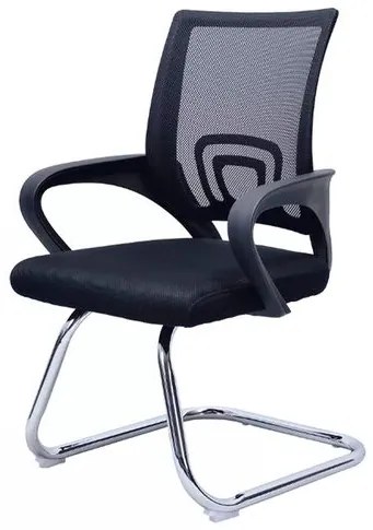 Cadeira Office Manchester Fixa Tela Preta Base Cromada - 73501 Sun Houser