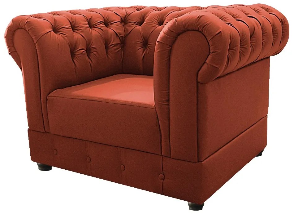 Kit Poltrona e Namoradeira Chesterfield Ana Suede Terracota - ADJ Decor