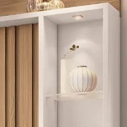 Estante Painel para TV 60 Pol. Ripado Com LED Natan H01 Off White/Frei