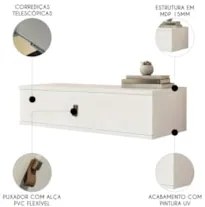 Penteadeira Suspensa 90cm 1 Gaveta Quarto Lila Branco Z49 - Mpozenat