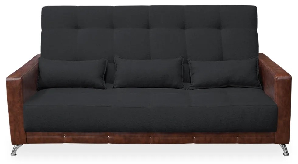 Sofá-Cama 2,00 m  3 Lugares Luxury - Linho Preto Compose Whisky
