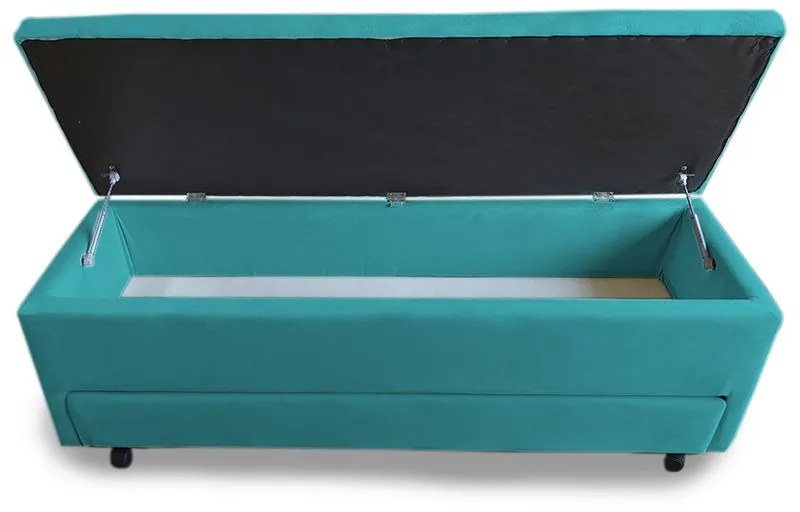 Calçadeira Baú com Sapateira Solteiro 90cm Paris Suede Turqueza - Sheep Estofados - Água