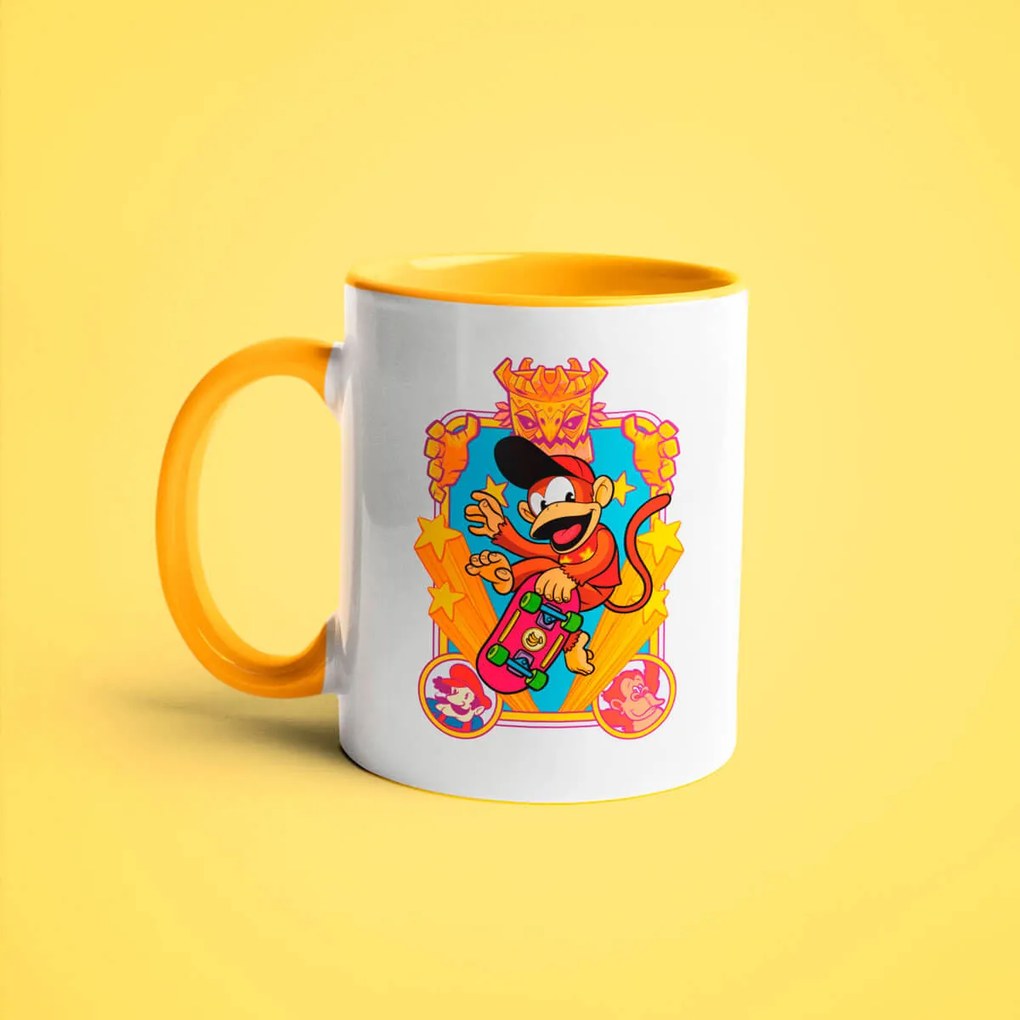 Caneca Donkey Kong Dig Kong com Alça e Interior Amarelo