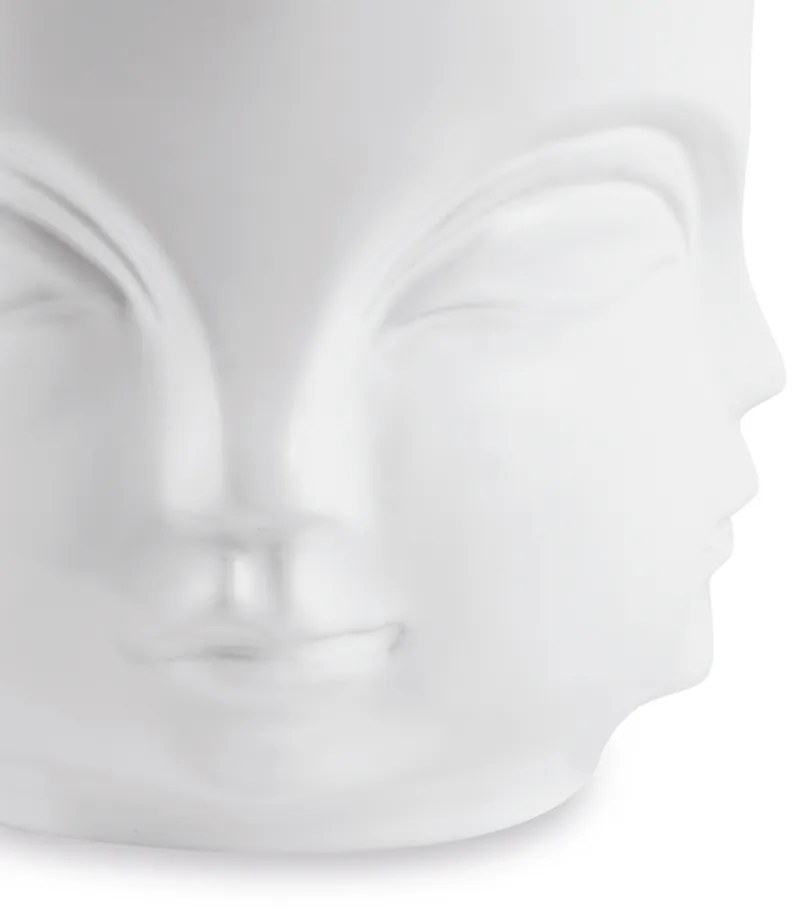 Cachepot "Rosto" Branco Em Ceramica 14,5x17 Cm - D'Rossi