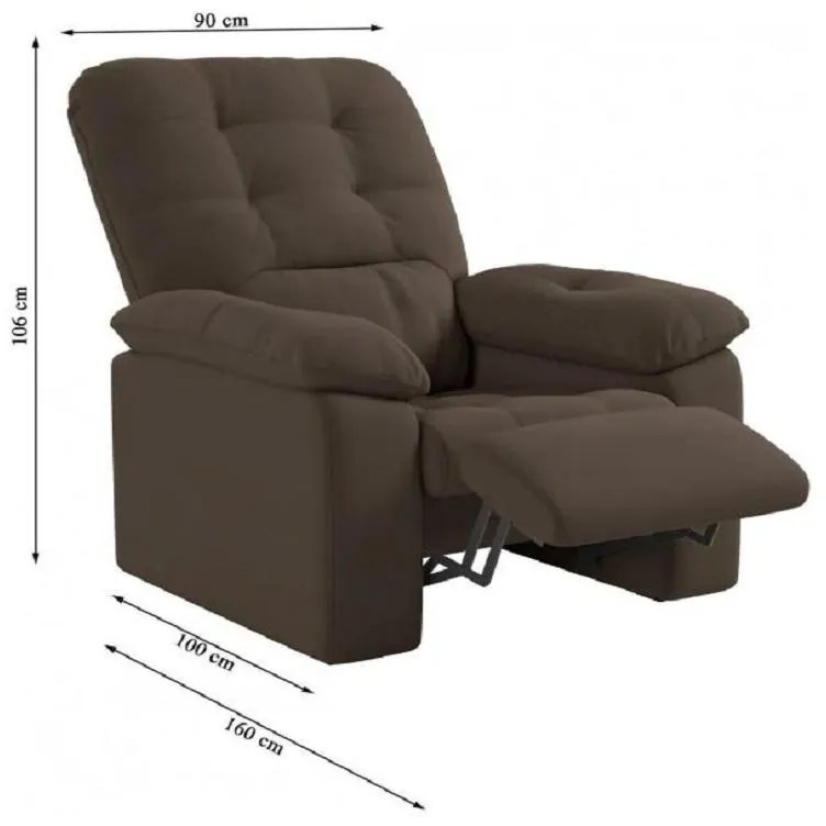 Poltrona Do Papai Reclinável Suede Veludo Estoril Marrom