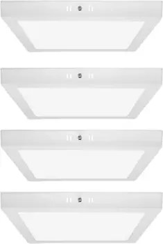 Kit 4 Plafons LED Sobrepor Quadrado 24W 1752Lm Branco 30Cm