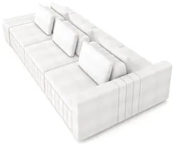 Sofá Ilha e Puff Sala Living 335cm Siesta M22 Boucle Bege Claro - Mpoz