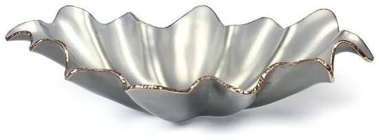 Centro de Mesa Anêmona 88 cm Pérola com Borda Dourada Regina Medeiros