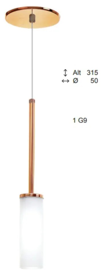 Pendente Fence Vidro Tubo Haste Curta Simples Ø05X31,5Cm 1Xg9 - Old Ar... (COBRE FOSCO)