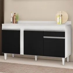 Balcão Gabinete para Pia com Tampo 150cm 3 Portas 1 Gaveta Dakota Bran