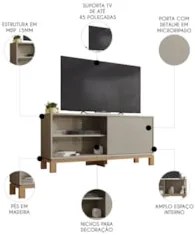 Rack Bancada Para TV 45 Pol 136cm Lucca Areia/Freijó C01 - Mpozenato