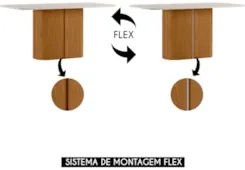Mesa de Jantar Retangular 160cm 6 Lugares Flex Zuni Ypê/Off N02 - Mpoz