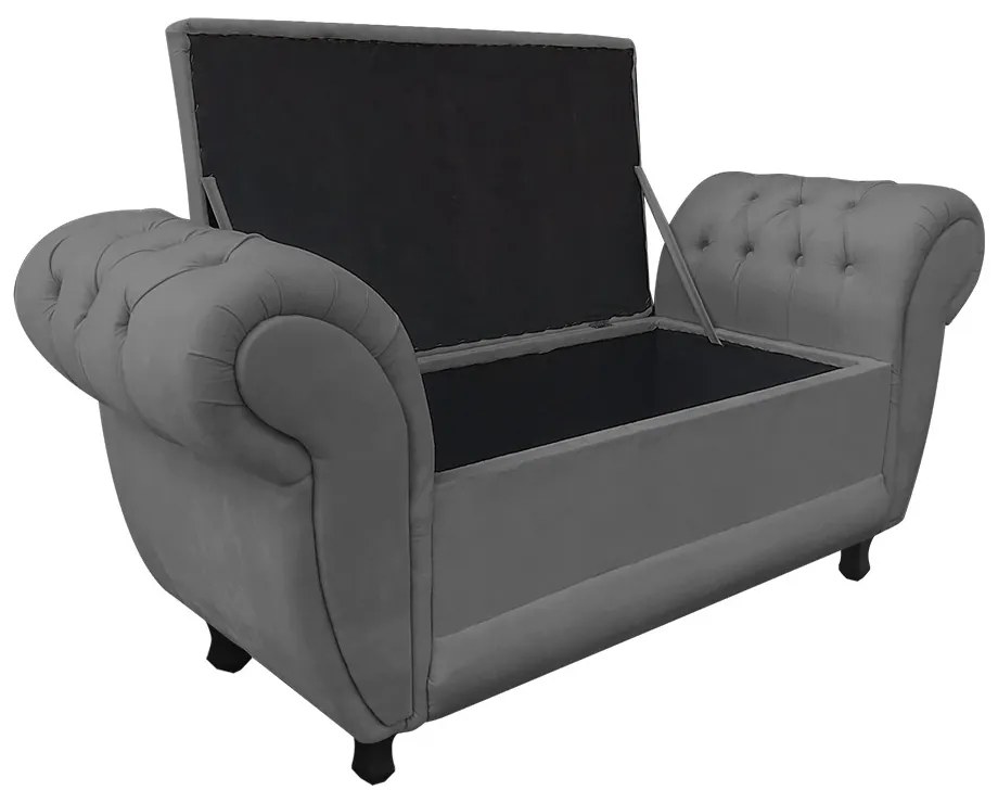 Recamier Baú Londres 1,20 m Suede Grafite D'Rossi