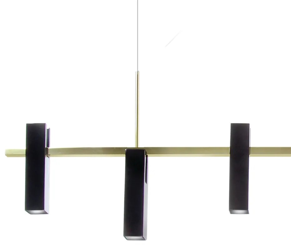 Pendente Square Retangular 130X04X38Cm Tubo Quadrado Fixo Desalinhado... (PRETO)