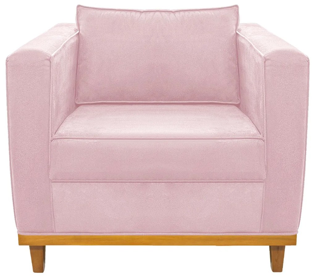 Poltrona Decorativa Europa Suede Rosa Bebê ADJ Decor