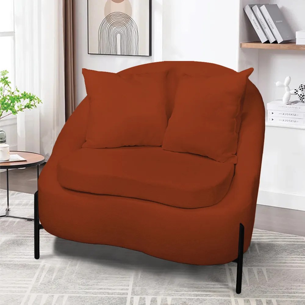 Poltrona Decorativa Orgânica Pé de Metal Preto Zaya Bouclê C05 - D'Rossi - Terra