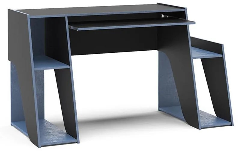 Mesa Gamer Escrivaninha Kyoto Com 3 Nichos - Preto Azul