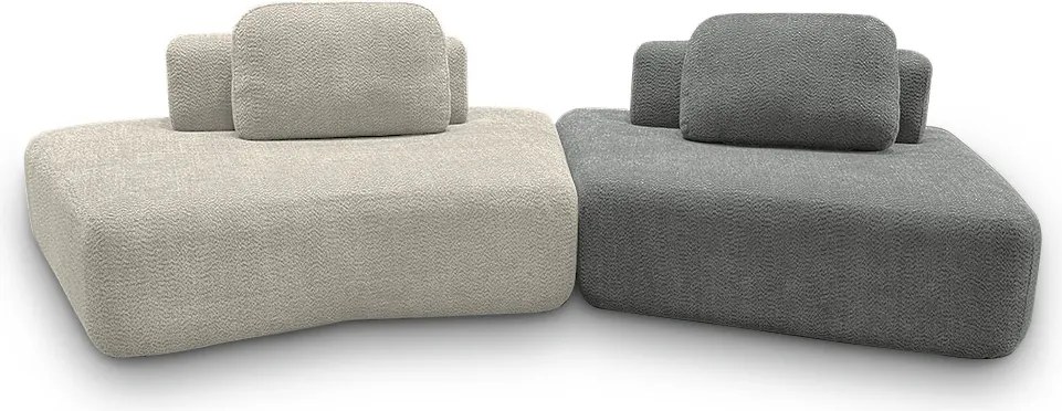 Sofá Ilha Sala de Estar Modulado Dakota Encosto Almofadas Soltas Bouclê Rústico Greige/Cinza G33 - Gran Belo