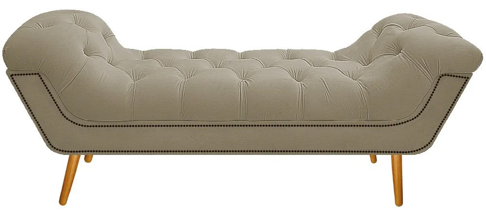 Calçadeira Estofada Veneza 140 cm Casal Linho Bege - ADJ Decor