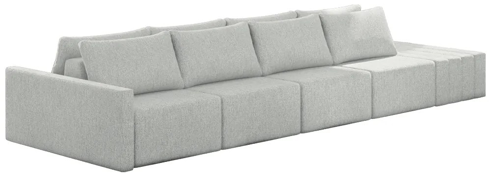Sofá Ilha Modulado Milos 392cm Puff Lateral Linho Cinza G33 - Gran Belo