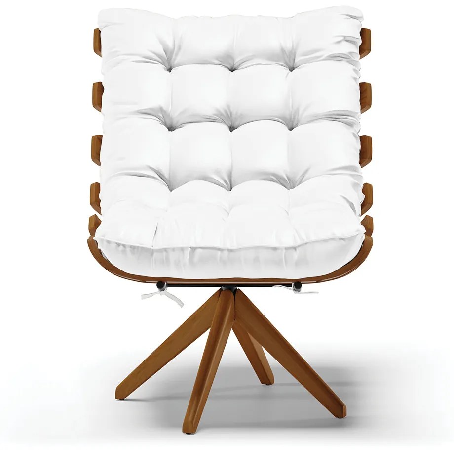 Poltrona Giratoria Costela Kit 2 Sintético Base de Madeira MA30 M11 - D'Rossi - Branco