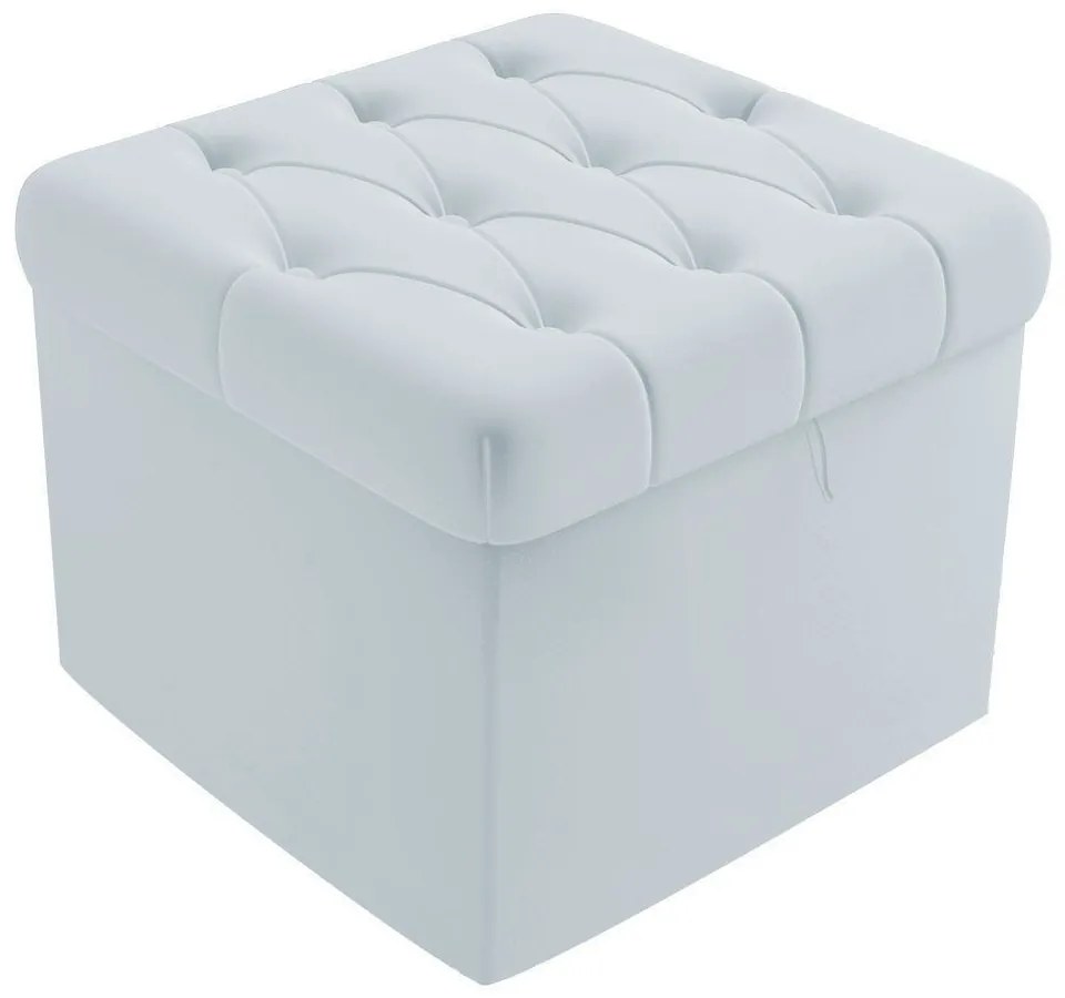 PUFF BAU CAPITONE QUADRADO SUEDE CINZA -