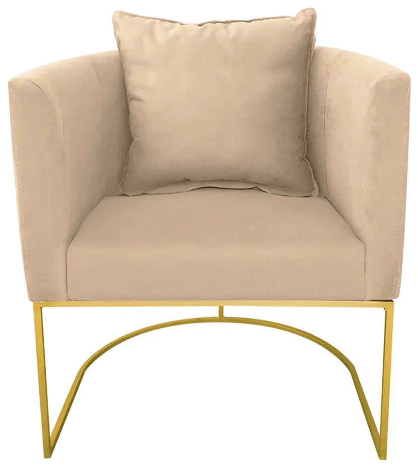Poltrona Paola Suede Base Metálica Dourado D03 - D'Rossi Bege - Bege
