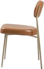 Cadeira Jantar Estofada Pé Metal Rosê Kit 4 Lavy Sintético Amarula S08