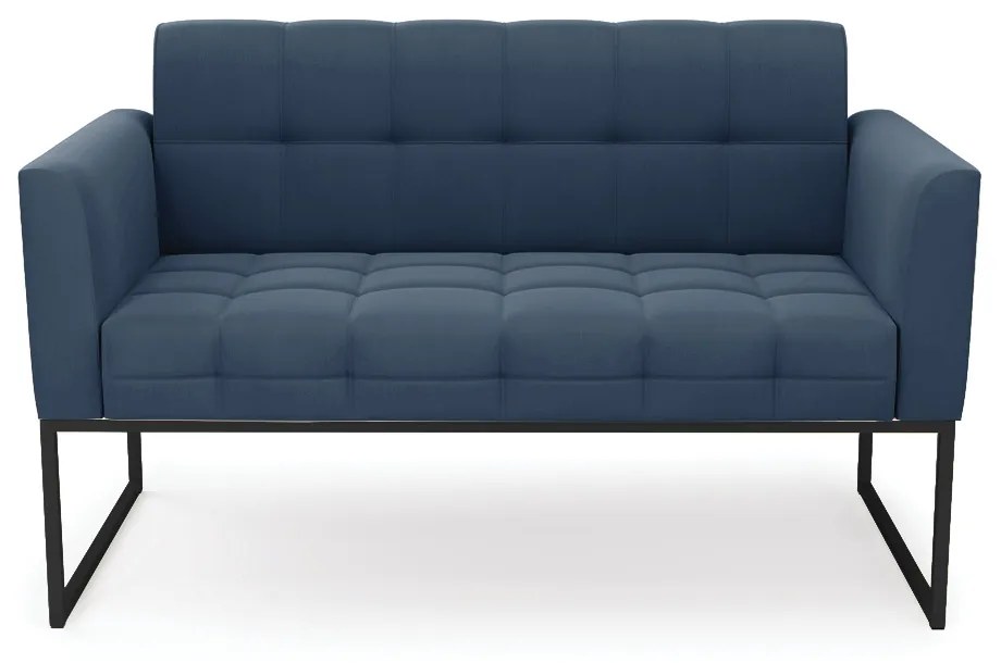 Sofá Namoradeira Elisa Suede Azul Marinho Base Metálica Industrial Preto - D'Rossi