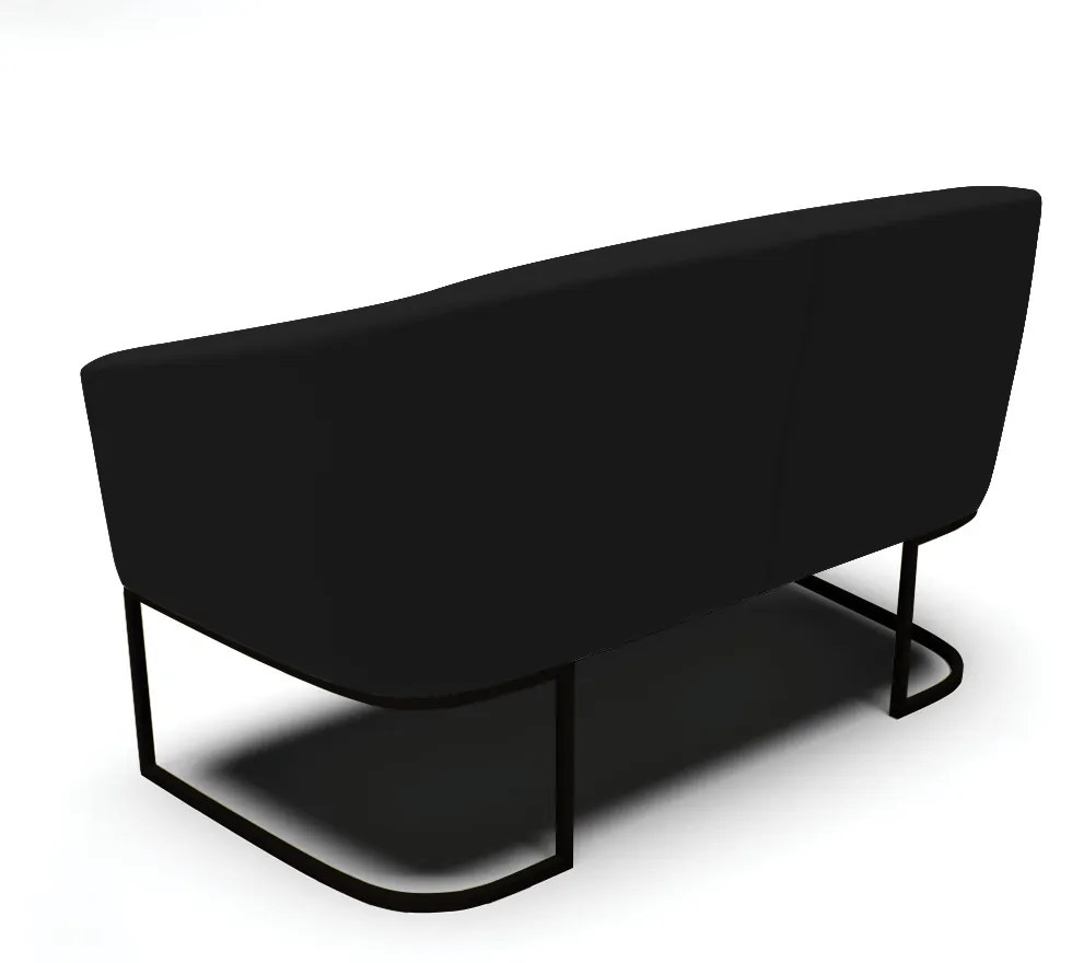 Sofá 2 Lugares Namoradeira Industrial Preto Stella Linho Preto D03 - D'Rossi