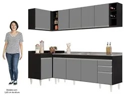 Armário de Cozinha Modulado de Canto Direito 5 Peças CP45 com Pia Inox