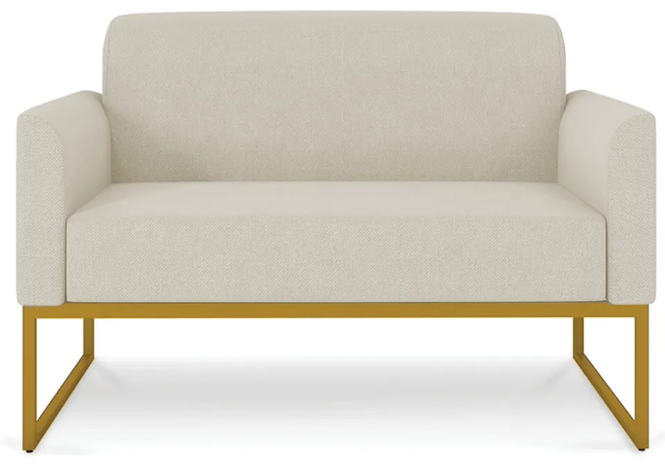 Sofá Namoradeira Base Industrial Dourado Marisa Linho D03 - D'Rossi - A27 Areia