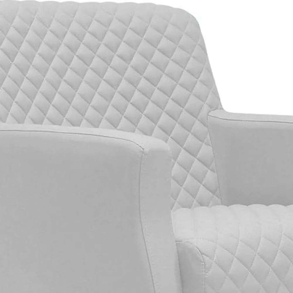 Poltrona Decorativa Nagoya Pés Madeira PU Sintético Branco G15 - Gran Belo