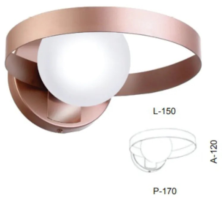 Arandela Aro 15X12X17Cm Metal E Globo Ø10Cm 01Xg9 |Old Artisan Ar-5514 (DOURADO FOSCO, FOSCO (BRANCO))