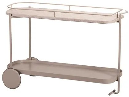 Carrinho Bar Catena Fendi Travertino Base Champagne - 77426 Sun House
