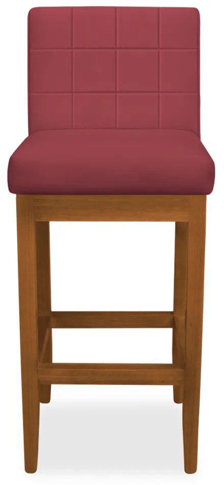 Kit 2 Banquetas Alta Sueli Base Madeira Maciça Estofada Suede Bordô
