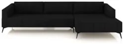 Sofá 5 Lugares 326cm Com Chaise Direito Eko Couro Preto Z55 - Mpozenat