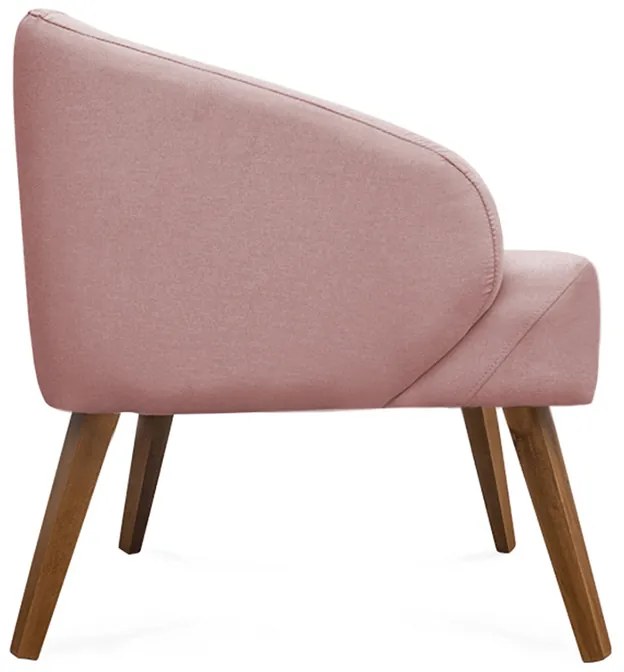 Kit 2 Poltronas Decorativas Lara Pés de Madeira Veludo Rosa - Sheep Estofados - Rosa