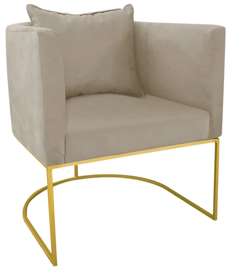 Kit 02 Poltronas Paola Suede Base Metálica Dourado D03 - D'Rossi - Marrom Rato