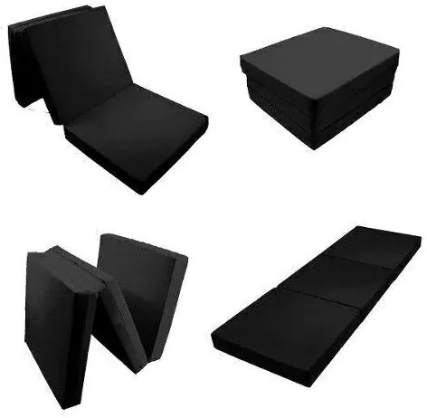 Puff Multifuncional Banco Colch�O E Poltrona Suede (Preto)