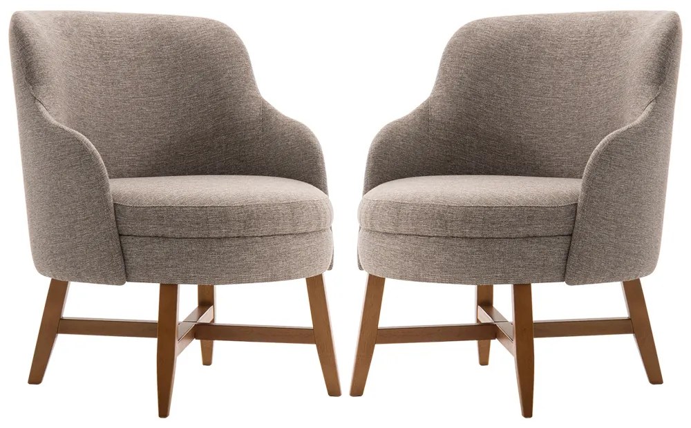 Kit 2 Poltronas Decorativas Com Braço Amber Linho Cinza G66 - Gran Belo