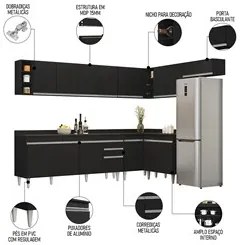 Armário de Cozinha Modulado de Canto 8 Peças CP26 Balcão com Tampo Pre